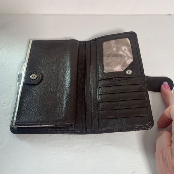 Brighton Brown Leather Wallet – Kiss-Lock Change Pocket – Card Slots – 7” x 4” - Picture 6 of 13